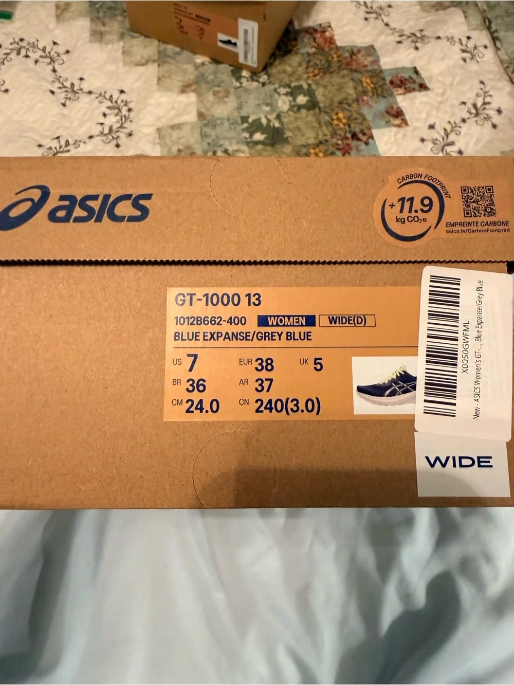 NEW ASICS GT-1000 13 Wide Women’s 7 D Running Shoes Blue Expanse Grey